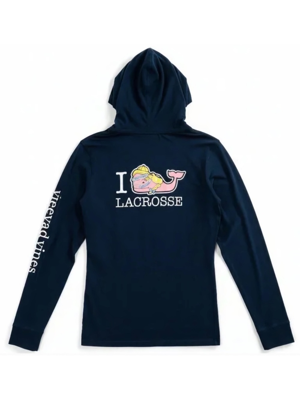 Vineyard Vines Hoodie T Shirt Whale Logo Navy Lacrosse Long Sleeve Size M